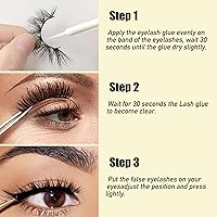 Vista 8 de Pegamento de pestañas transparente 2 en 1 con biotina, seguro para ojos sensibles; pegamento de pestañas con brocha fuerte de fijación en racimo