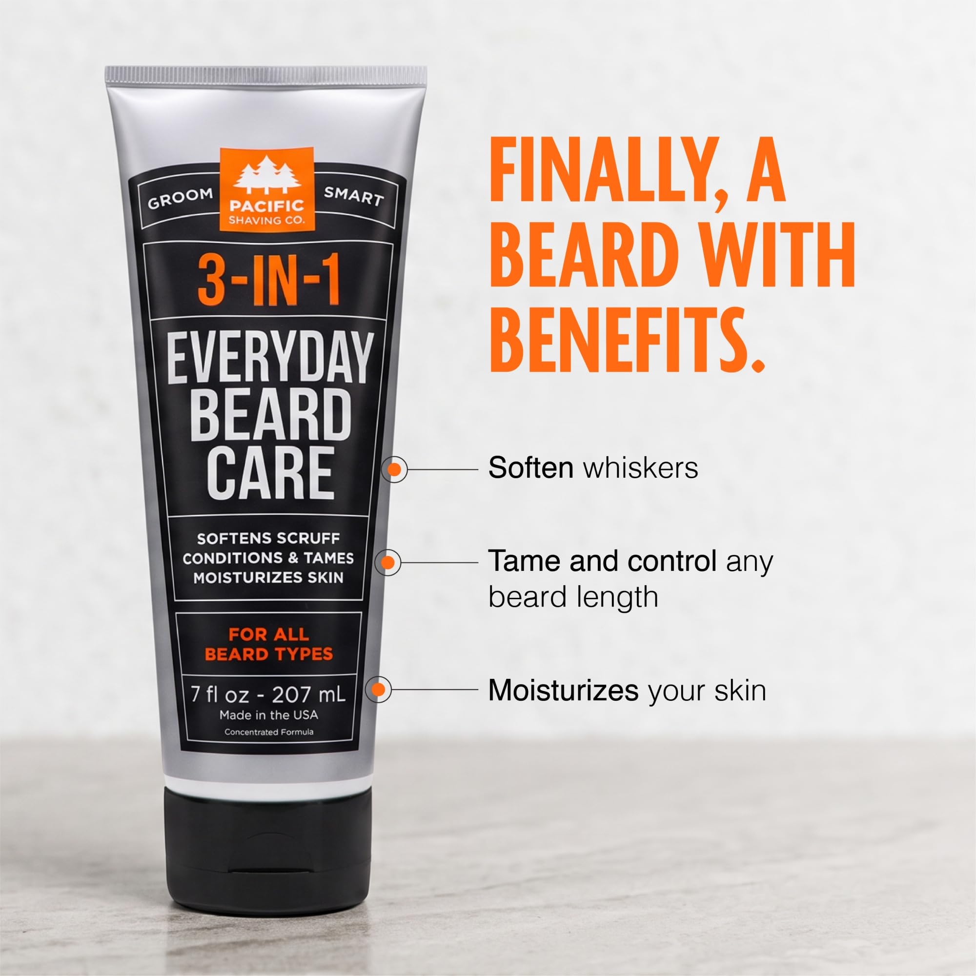 Pacific Shaving Company Soins de barbe 3 en 1 – Avec cette formule ultra-concentrée. Just a Dab va adoucir les moustaches, apprivoiser et contrôler toute longueur de barbe - 7 fl oz, Pack of 1