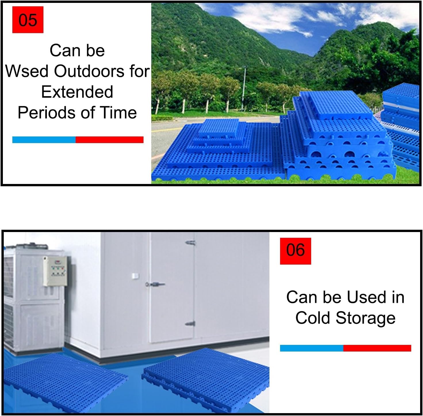 Non-Slip Plug-in System Lightweight Pallet, Breathable Grid Floor Pallet, Floor Riser Raised Platform, Article Rack Splicable Pallet Rack, for Supermarket(Black)