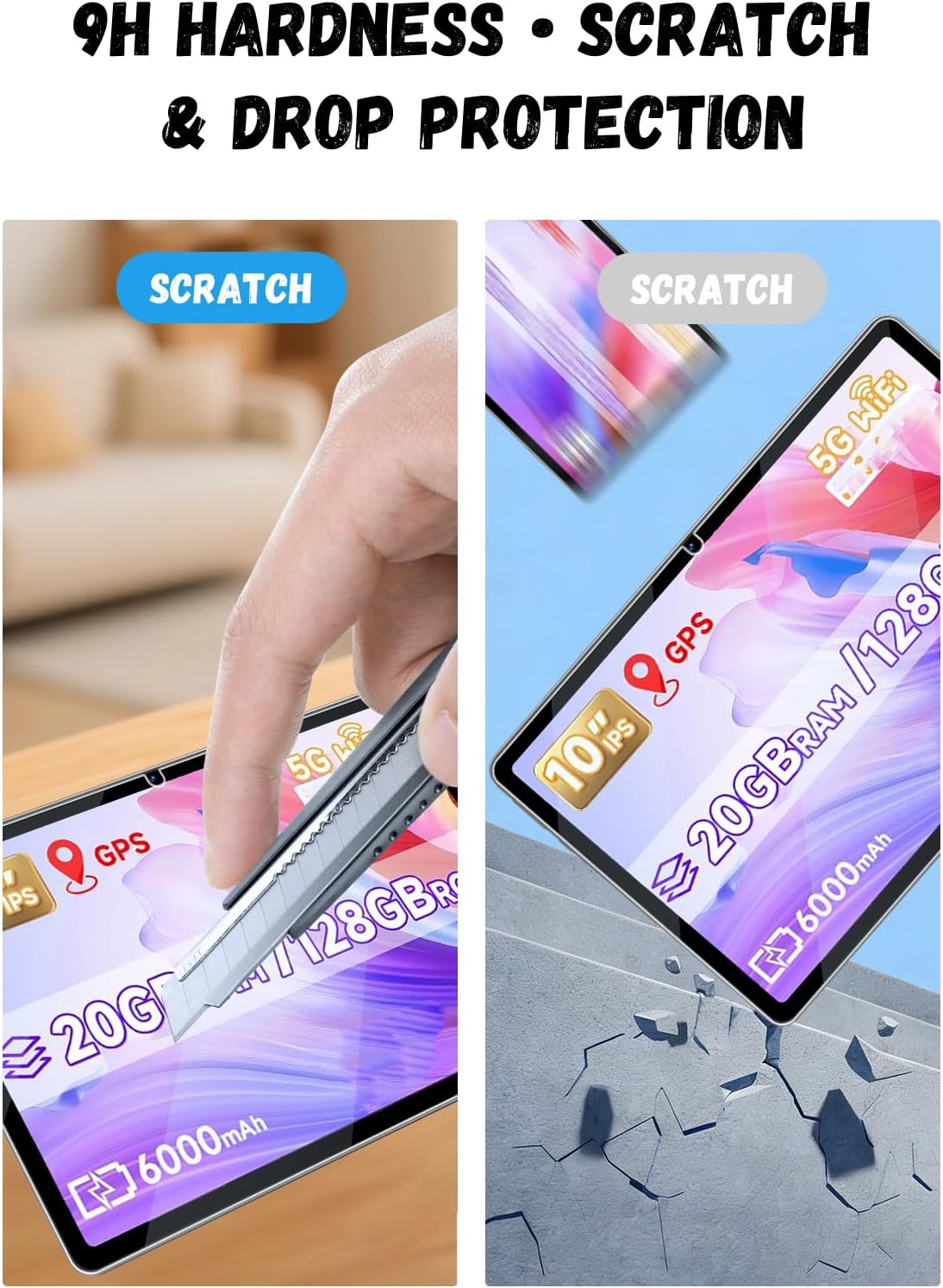 [2 Pack] Compatible with DIGITHINK 10.1 Inches Android 15 Tablet Screen Protector 10 Inch, Anti-Glare Tempered Glass, Shockproof Scratch-Resistant. image 2