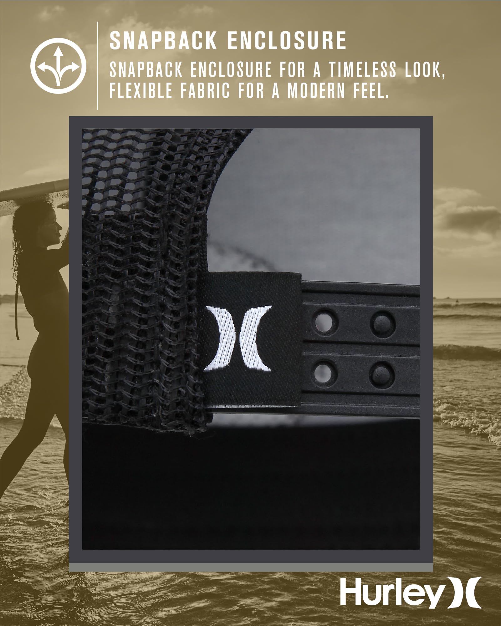 Hurley Cappello da uomo – Beach Break Trucker resistente all'acqua
