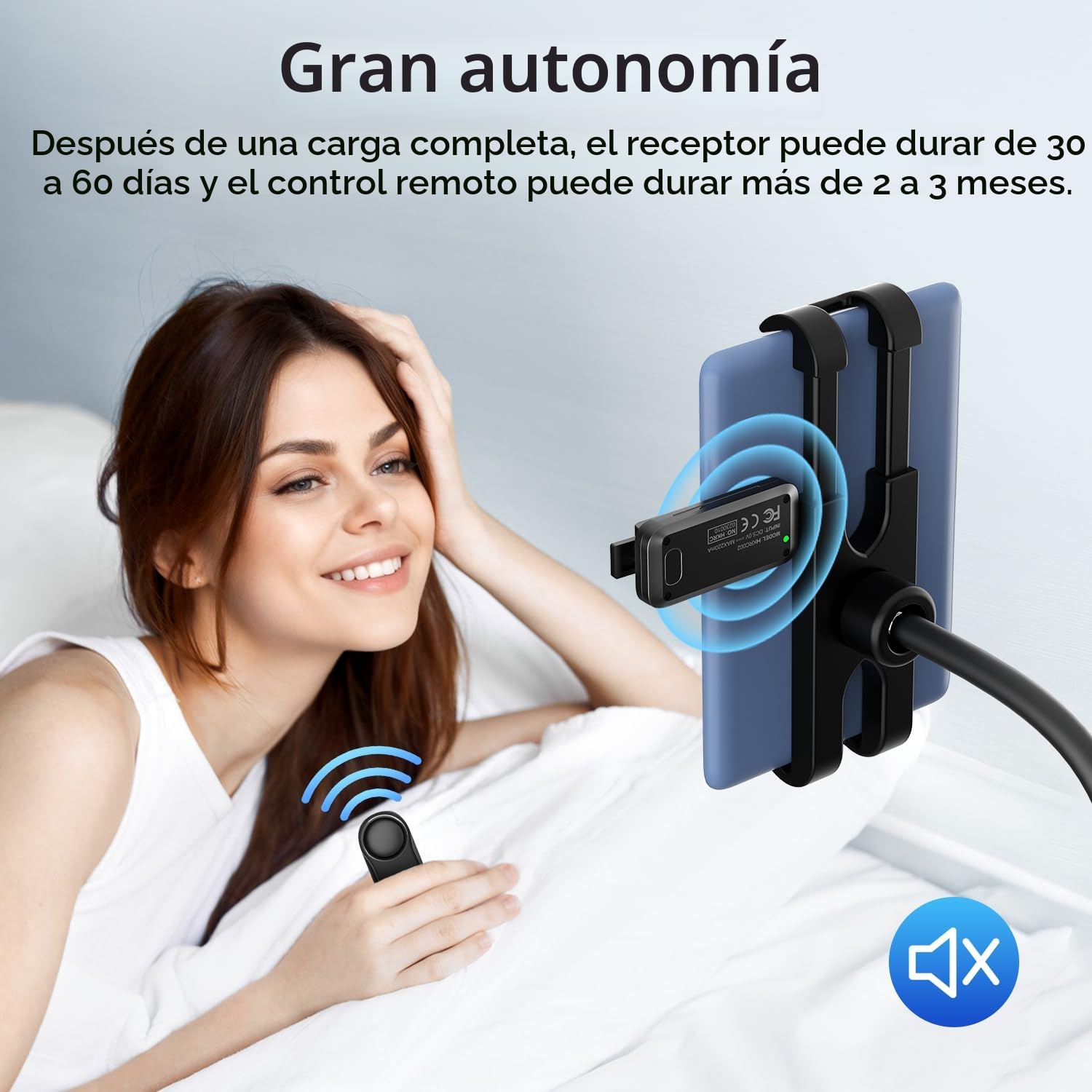 Soporte Tablet para Lectura Kindle con Pasapáginas a Distancia (HKRC005, Negro), Soporte para eReader con Mando a Distancia RF Universal, Accesorios para Leer Kindle, Regalos para Lectores