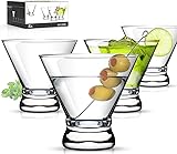 LUNA & MANTHA Martini Glasses Set of 4, Stemless Martini Cocktail Glasses for Margarita, Manhattan, Cosmopolitan, Home Bar, Evening Parties, Birthdays, Housewarming Gift, Crystal Clear 8 OZ Martini Glass-8oz (4 Count)