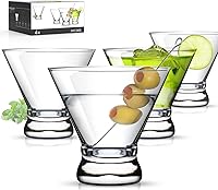LUNA & MANTHA Stemless Martini Glasses Set of 4 - 8oz Lead-Free Crystal Cocktail Glasses for Margaritas, Manhattans, Cosmos - Stable Home Bar Essential