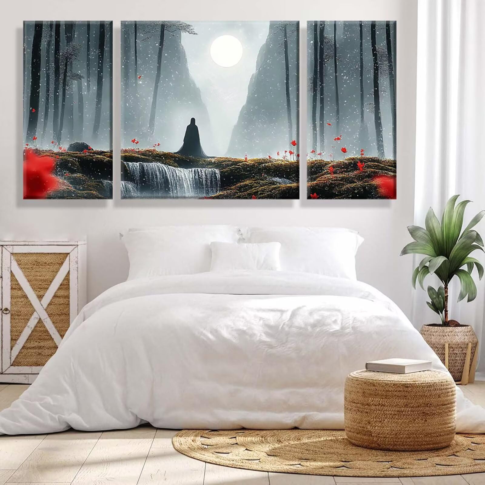 3 Pezzi Dipingere con i Numeri adulti, Paint by Numbers Foresta Autunno, Kit Lavoretti Creativi, Kit di Pittura Acrilica Fai-da-Te, con Pennello, Decorazioni Casa 70x140cm (Senza Cornice) y1s-639