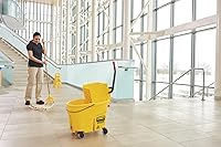 Vista 12 de Rubbermaid Commercial Products, WaveBrake - Cubo industrial comercial para fregona con prensa lateral en ruedas, 35 cuartos de galón, color amarillo
