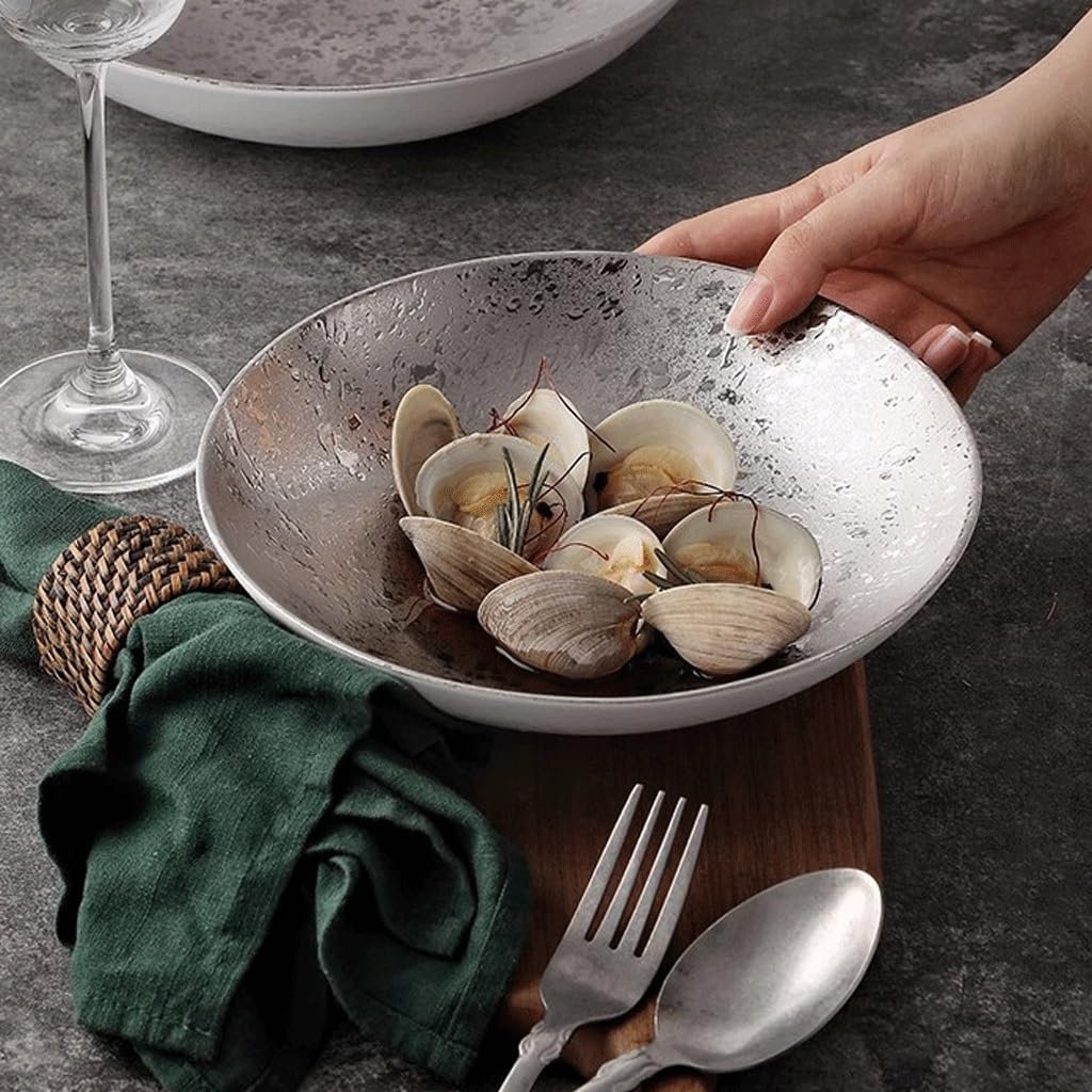 Cuenco para Ensalada, Cuenco para Sopa, Plato frío, Cuenco para Ensalada, Cuenco para Sopa de cerámica, Plato Occidental, Cuenco Grande para Servir Ensalada-2