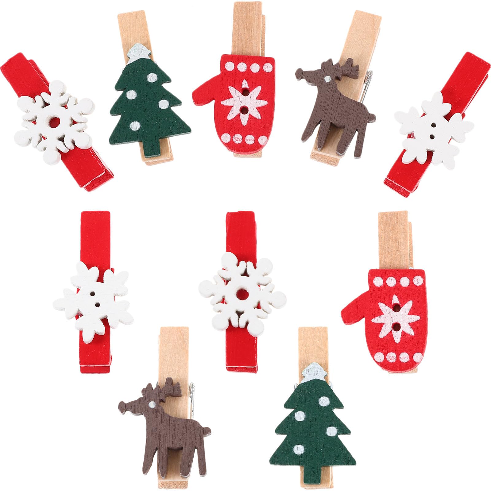 TOYANDONA 375 Stück Weihnachts Holzklammern Kleiner Wäscheklammern 4x25, | Foto und Kartenclip, Leicht, Einfach zu Nutzen, Kompakt Lagerbar, für Tür und Weihnachtsbaum