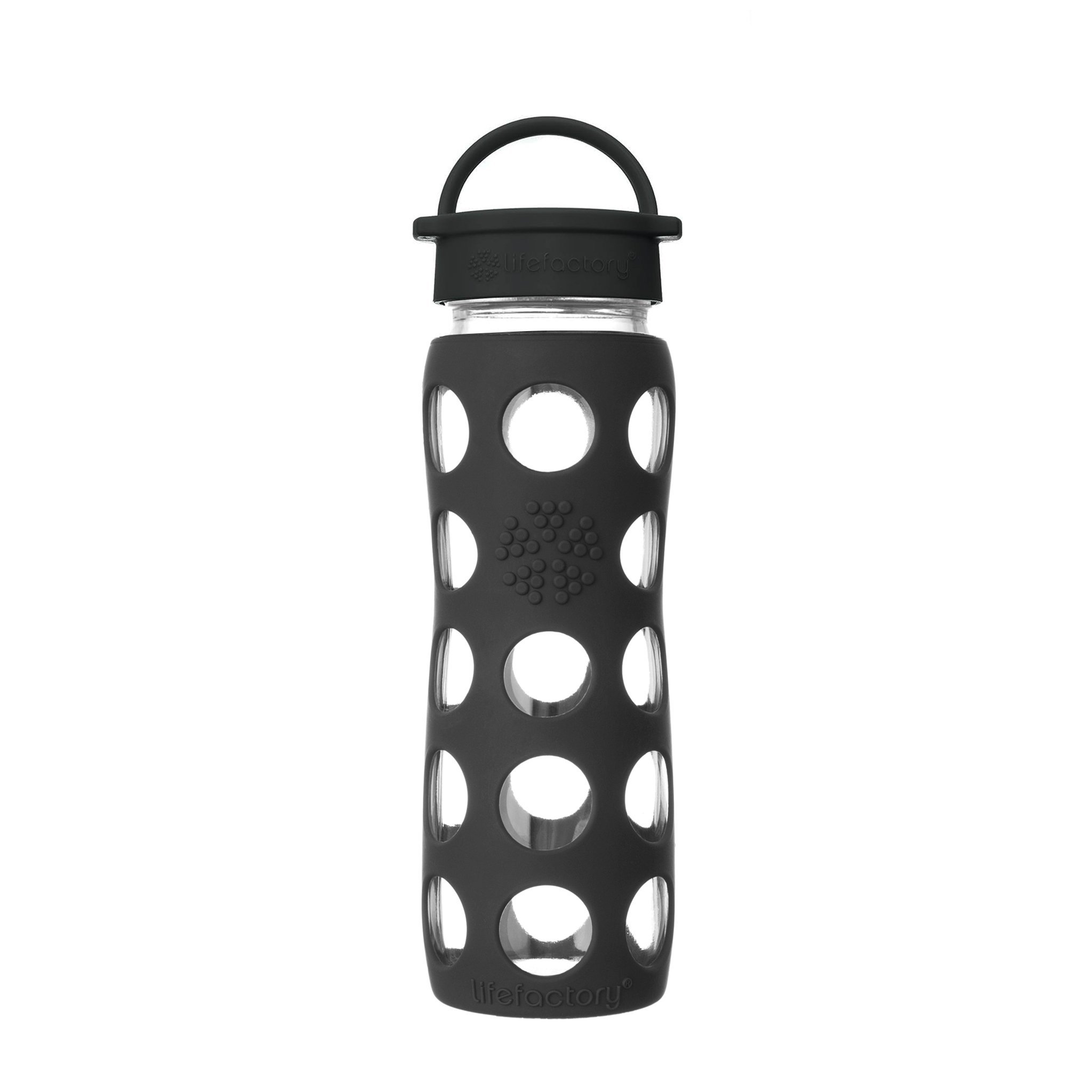 22-Ounce BPA-Free Glass Water Bottle with Classic Cap and Protective Silicone Sleeve, Onyx