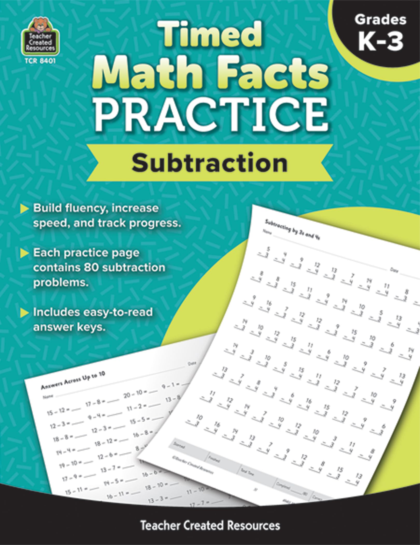Timed Math Facts Practice - Subtraction: Grades K-3