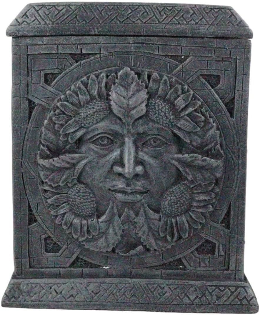 Ebros Gift Wiccan Celtic Forest Spirit Greenman Tree Of Life In Four Seasons Spring Summer Fall Winter Decorative Jewelry Box Vegetative Earth Deity Small Trinket Box Figurine