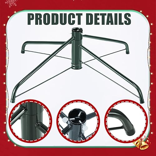 Miniatura 3 de KUANVE Soporte de metal para árbol de Navidad, base plegable de 12 pulgadas para árbol artificial de Navidad de 1 a 3 pies, soporte de árbol de