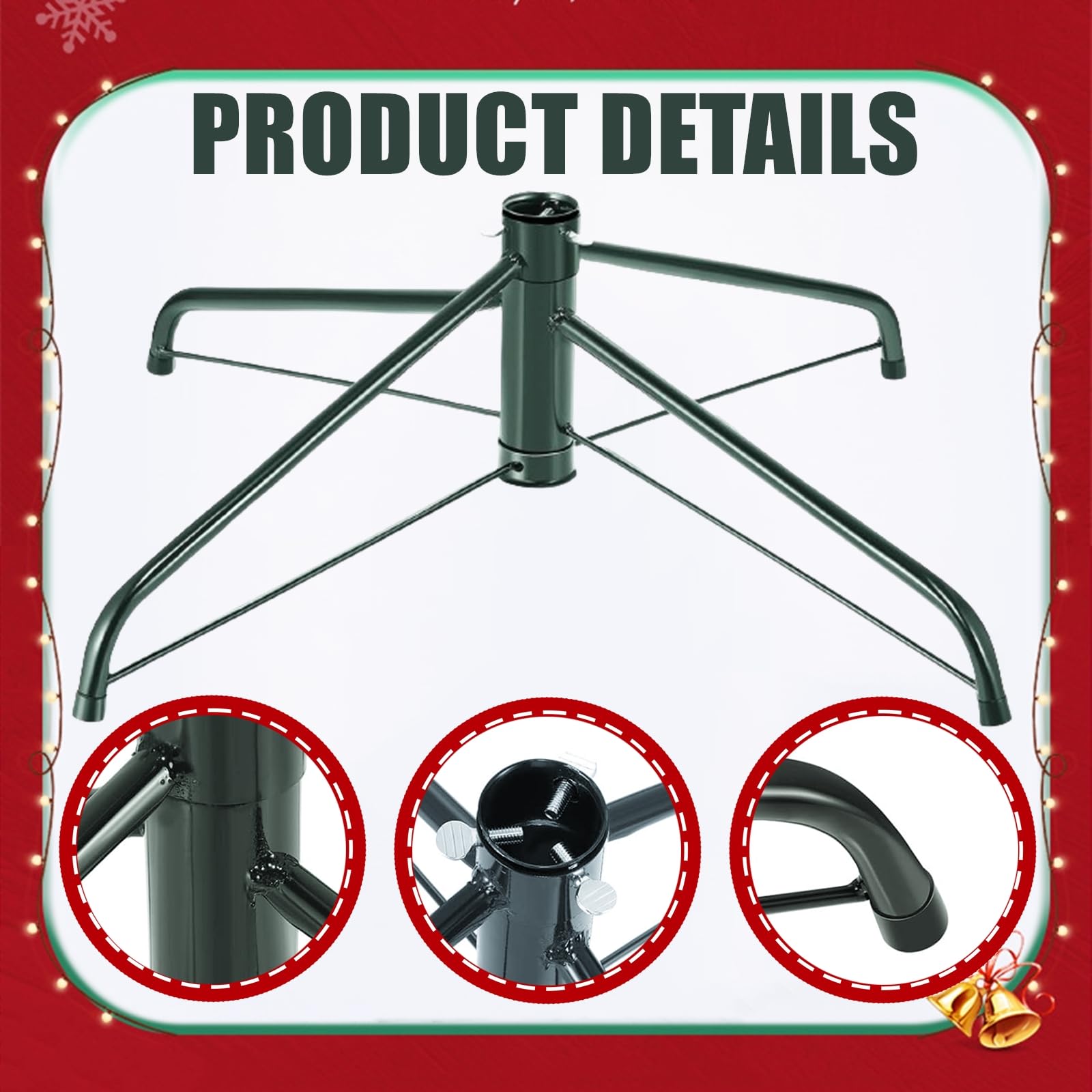KUANVE Metal Christmas Tree Stand, 16 Inch Folding Xmas Tree Stand Base