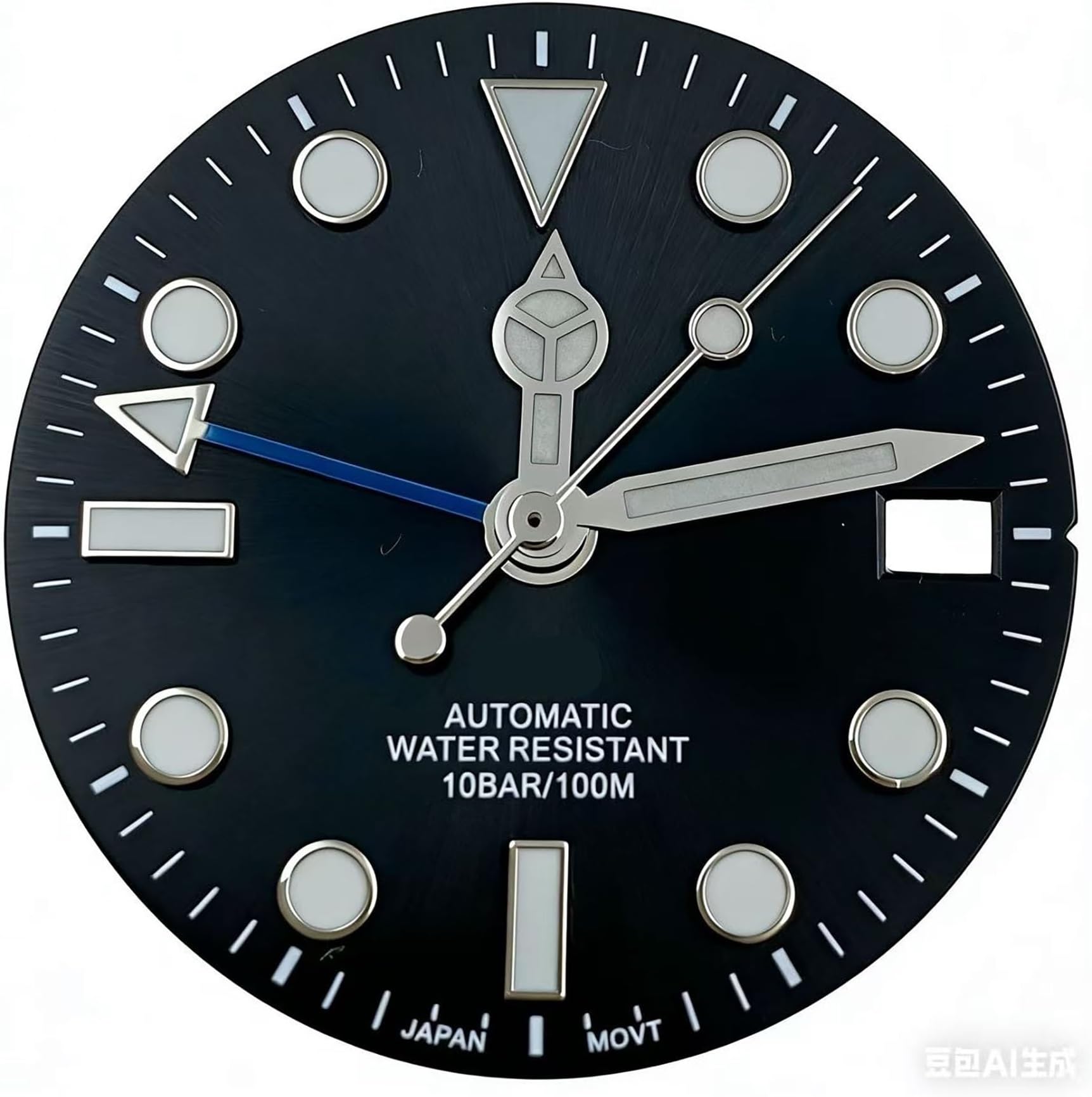 28.5mm GMT Dial+Pointer Set Compatible for NH34 Movement,Stable Performance,Blue Luminous Dial with Hands DIY Mechanical Watch Repair Mod Parts