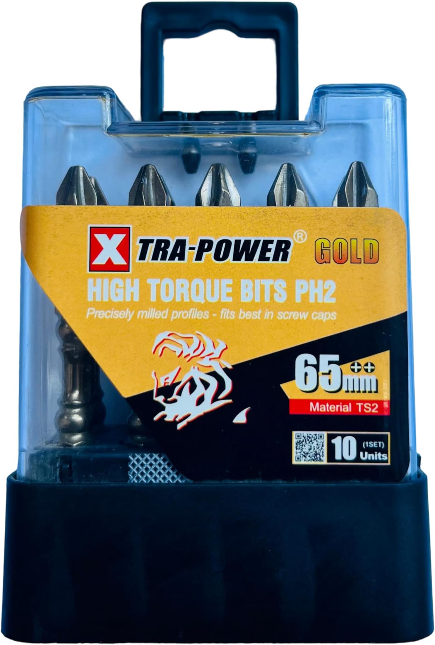 Xtra-Power Gold High Torque PH2 Bits, 65mm, TS2 Material, Pack of 10