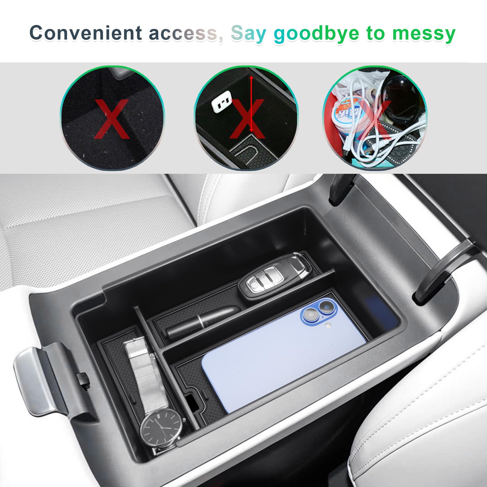 GAFAT Compatibile con Nuovo 2025 Xpeng G6 2026 2027 Scatola Portaoggetti Console Centrale, X Peng G6 Braccioli Organizer Contenitore con Tappetini Gomma Antiscivolo, X Peng G6 Accessori 2026