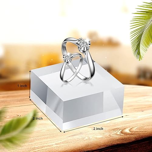 Miniatura 2 de 30 unidades de bloque de exhibición cuadrado de acrílico de 2 x 2 x 1 pulgadas, soporte de cubo de acrílico pulido transparente para soporte de