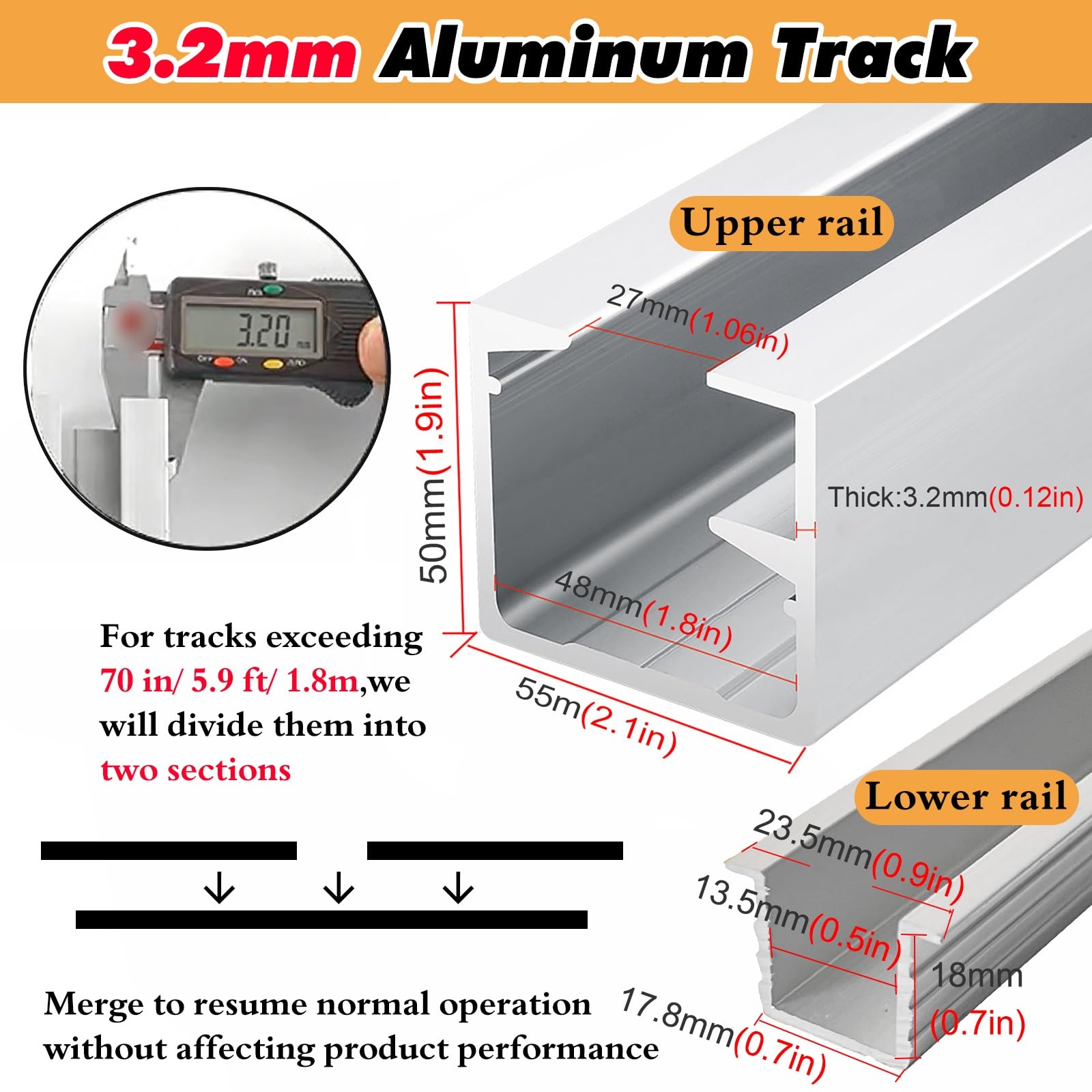Set Prowadnic Do Drzwi Składanych Z Obejściem Równoległym, Wytrzymałe, Składane Drzwi Do Stodoły Z Aluminiowymi Szynami Górne Dolne Szyny(350cm/137.7in/11.4ft)
