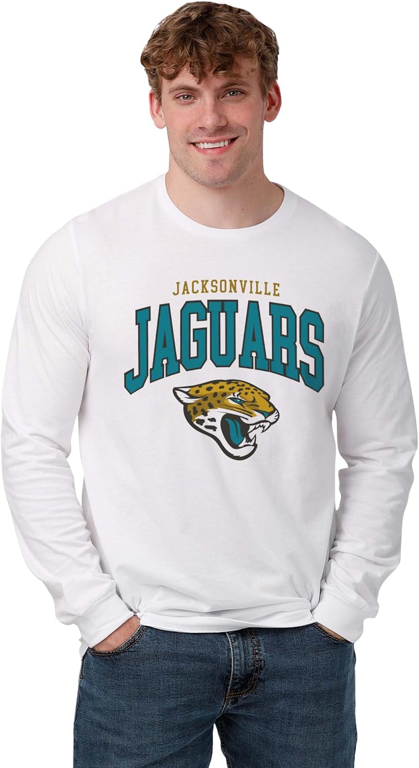 FOCO Men's NFL Team Classic Arched Logo Long Sleeve White T-Shirt