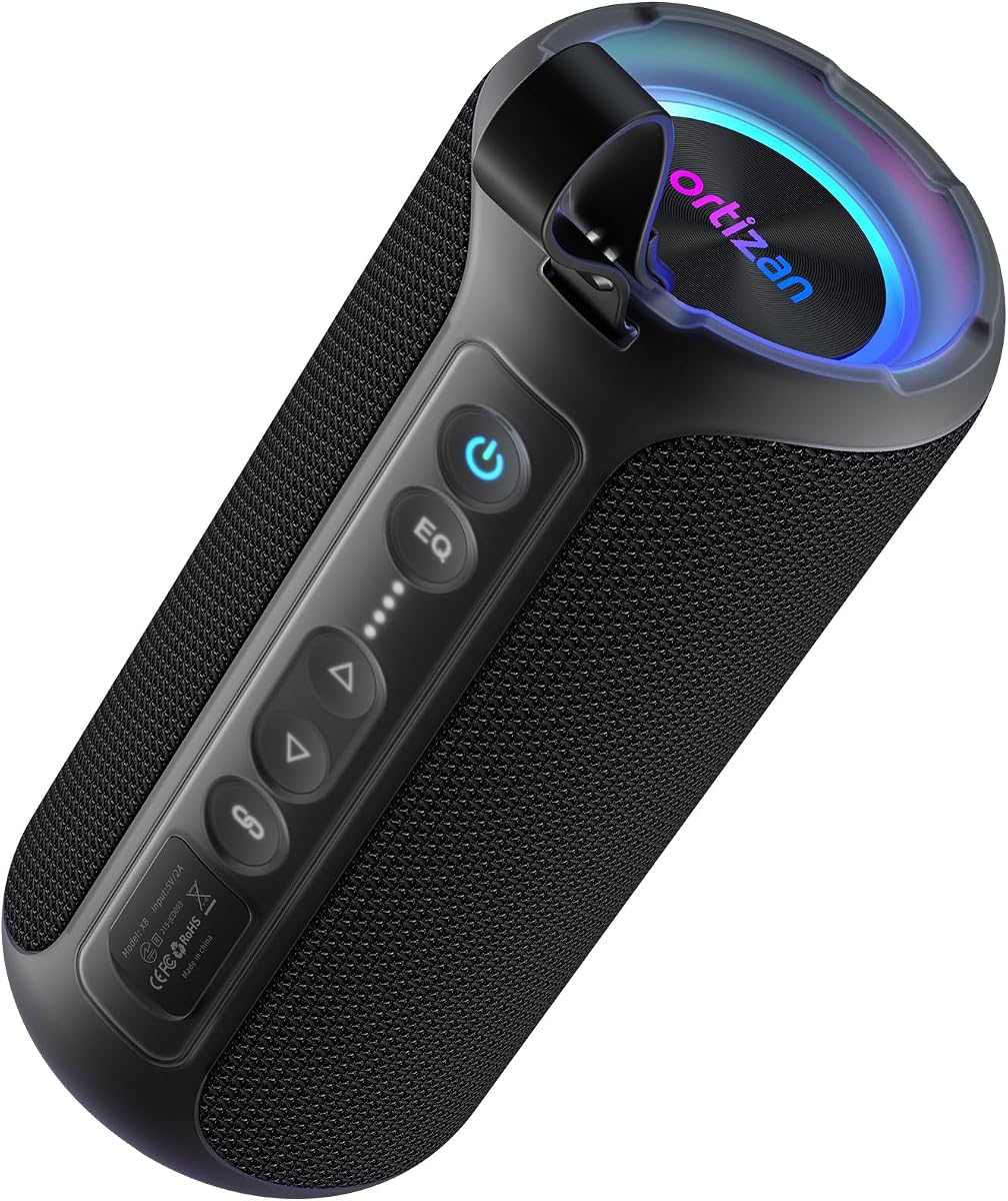 Portable Bluetooth Speaker Wireless (2nd Gen), 40W Loud Sound and Deep Bass, 30 Hours Playtime, IPX7 Waterproof, TWS for 2 Speakers Pairing for Shower, Outdoor, Electronics Gift (Black)