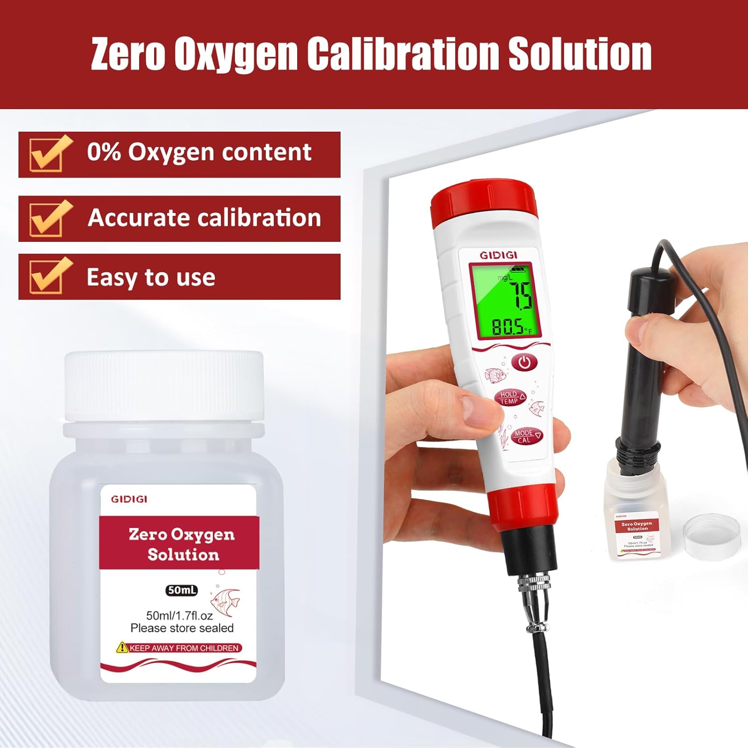 Dissolved Oxygen Meter and Accessories Combo,Dissolved Oxygen Meter*1,Zero-Oxygen Solution*2,Electrolyte Solution*4,Membrane Cap*12,DO Meter with 3m Probe is Suitable for Aquariums, Ponds, Fish Tanks