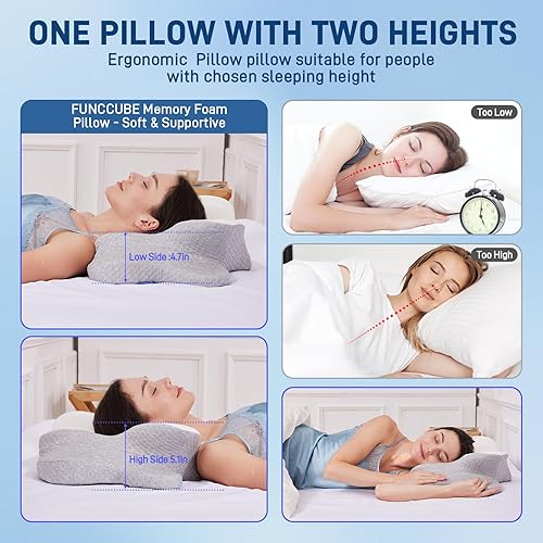 Miniatura 5 de Almohada cervical para el cuello  Almohada de espuma viscoelástica para aliviar el dolor de dormir, almohadas ergonómicas de contorno de apoyo para