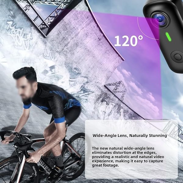 Action Camera magnetica compatta, 360° magnetica Pocket Thumb Cam, registrazione WiFi 2K, per registrazione, attività all'aperto, passeggiate (nero) - 3