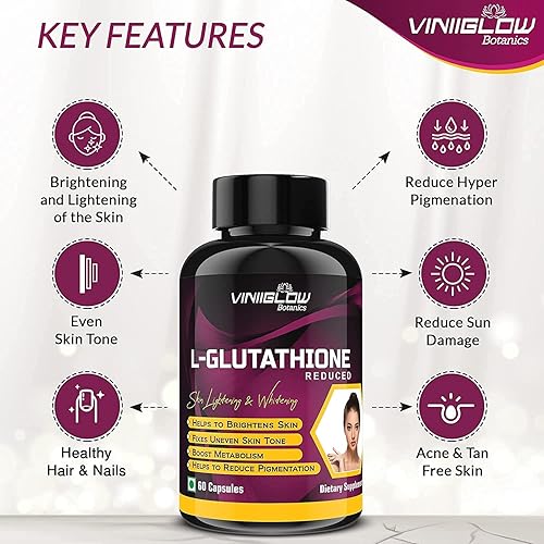Miniatura 3 de L Glutatión 1000mg Cápsulas con Vitamina C y E Apoya la Salud de la Piel para Hombres y Mujeres Natural Colágeno Constructor 60 Cápsulas
