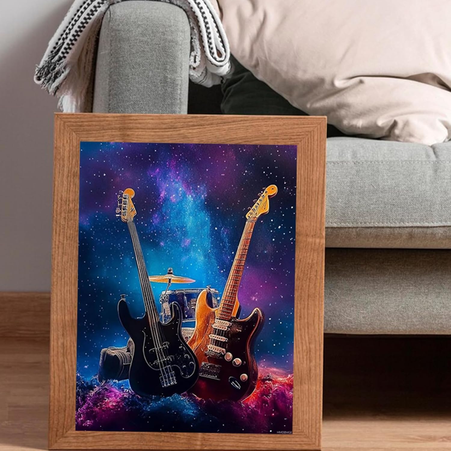 HMDIIMGE Guitar Diamond Painting Kits for Adults, Instruments Diamond Art Kits for Beginners Diamond Dot Kits Arts DIY Drill Gem Painting Wall Art for Living Room 12x16 Inch