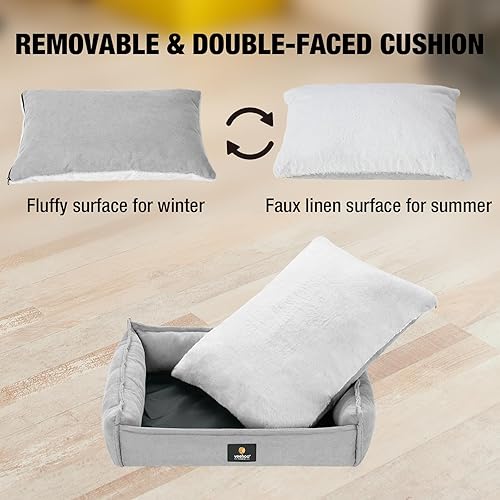 Miniatura 4 de Veehoo Cama para perros grandes, medianos y pequeños, sofá rectangular para perros y gatos, cama ortopédica lavable duradera para mascotas con parte