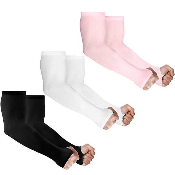 Cotson Arm Sleeves for Men Women, Compression Sun Protection Sleeves to Cover Arm -Pack of 3 Pairs