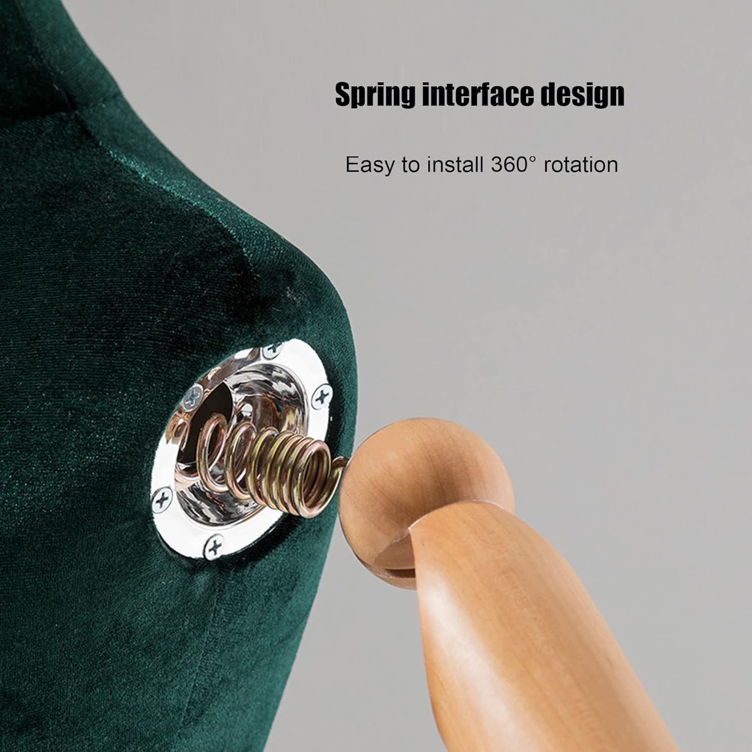 Adjustable Female Dress Form Mannequin with Velvet Torso, Solid Wood Arm & Metal Base for Clothing, Jewelry Display - Dark Green, Perfect for Tailoring & Boutique Use