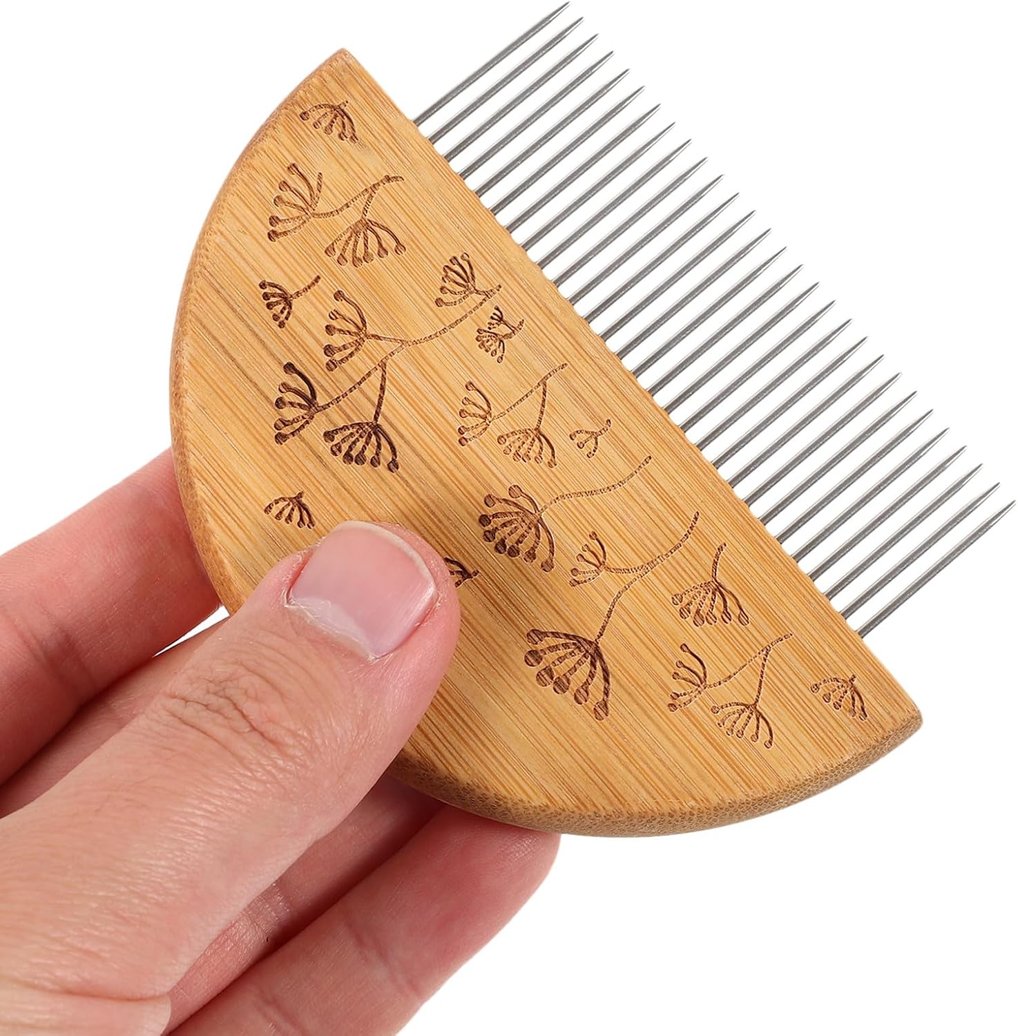 OHPHCALL Wooden Crochet Set and Hand Loom Comb 3pcs Steel Needle Tapestry Weaving Loom Tools for DIY Handcrafts and Knitting Supplies