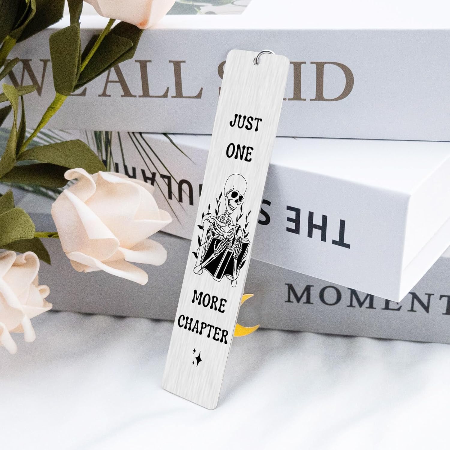 Fun Book Marks for Reading Women Men Reader Book Lovers Bookish Gifts Birthday Christmas Halloween Bookmarks for Books Lovers Metal Bookmark Accessories Just One More Chapter Book Club Gifts for Women - Image 3