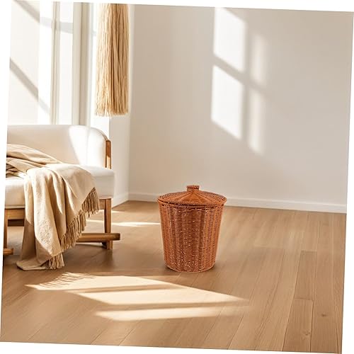 Miniatura 6 de Cabilock 1 cesta de almacenamiento tejida simple para el hogar, contenedor decorativo ligero para dormitorio, cuarto de servicio y sala de estar,
