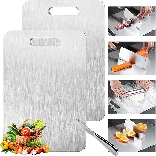 EZBNG Titanium Cutting Board, Stainless Non Stick Chopping Board, Countertop Non