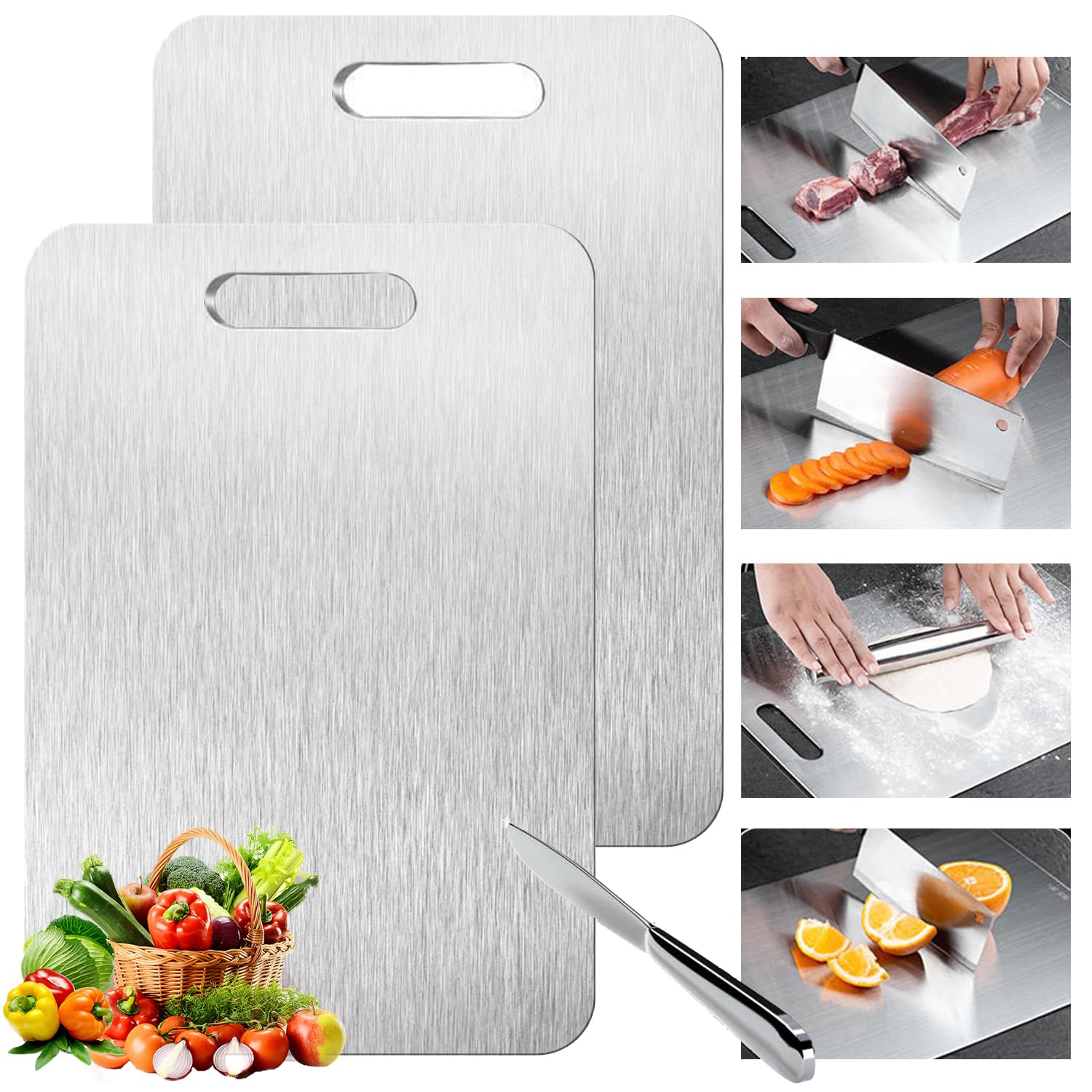 Titanium Cutting Board - 2 pack Titanium Cutting Boards for Kitchen,Double Sided Titanium Cutting Mat?9.25 * 12.99in?