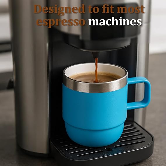 Zenbo 6 oz Espresso Mug with Handle, Ceramic-Lined 18/8 Stainless Steel