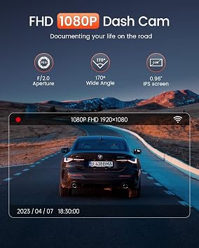 BESTSEE Dash Cam Front, 1080P Mini WiFi DashCam