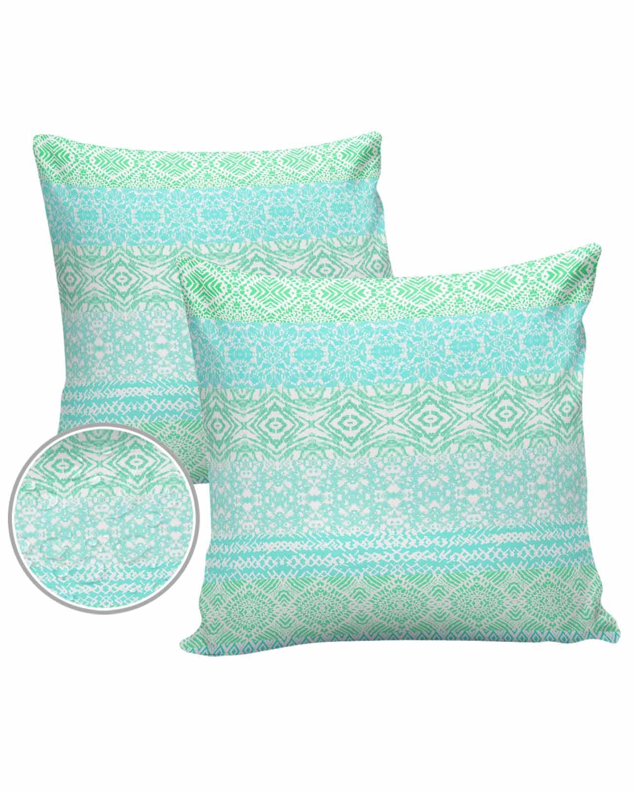 Aqua Green Boho Outdoor Pillow Cover 26x26 Inch Cushion Sham Case,Waterproof Decorative Square Throw Pillowcase for Outside Garden Patio Couch Chair Tent Contemporary Batik Geometric Mandala Bohemian