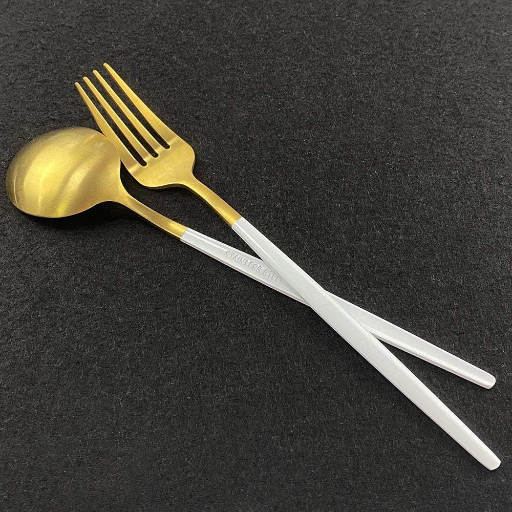 36pieces Pure Gold Matte Flatware Set 304 Stainless Steel Dinnerware Knife Dessert Fork Spoon Dinner Silverware Kitchen Party Tableware Set (Service for 6,Golden)