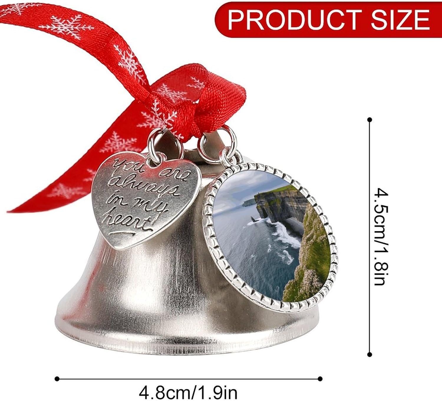 Ireland Outdoors County Clare The Cliffs Christmas Bells Ornaments Tree Jingle Bells Decors Xmas Silver Bell Hanging Decoration Pendants for Weddings Parties Christmas Wreaths