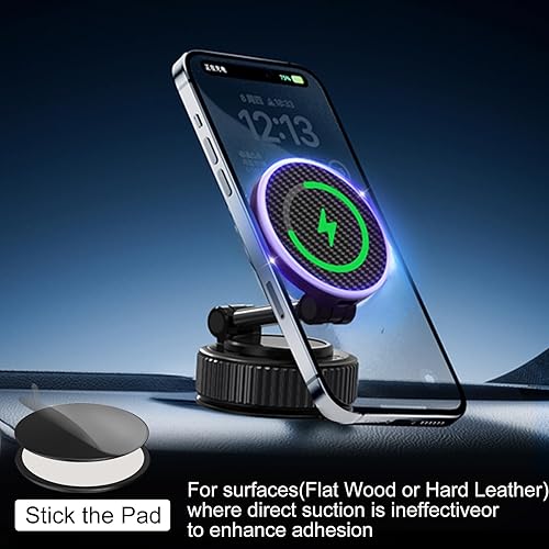Miniatura 4 de Soporte magnético de carga de teléfono para automóvil - Soporte magnético de teléfono actualizado al vacío de 360, soporte de teléfono plegable