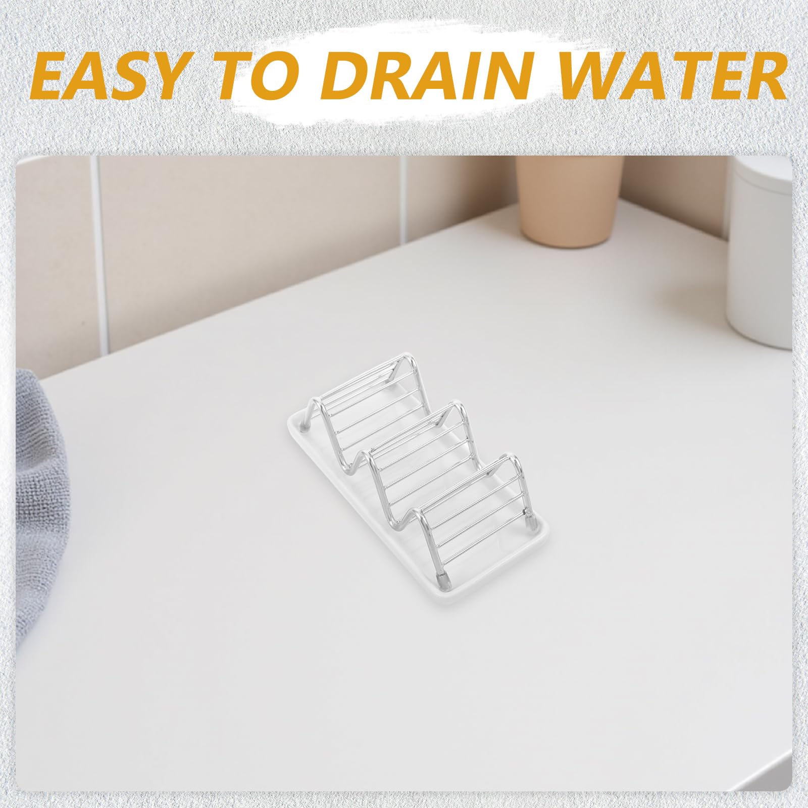 TOYANDONA Jabonera para Baño de Acero Inoxidable en Forma de W con Bandeja de Drenaje y Base Antideslizante para Cocina