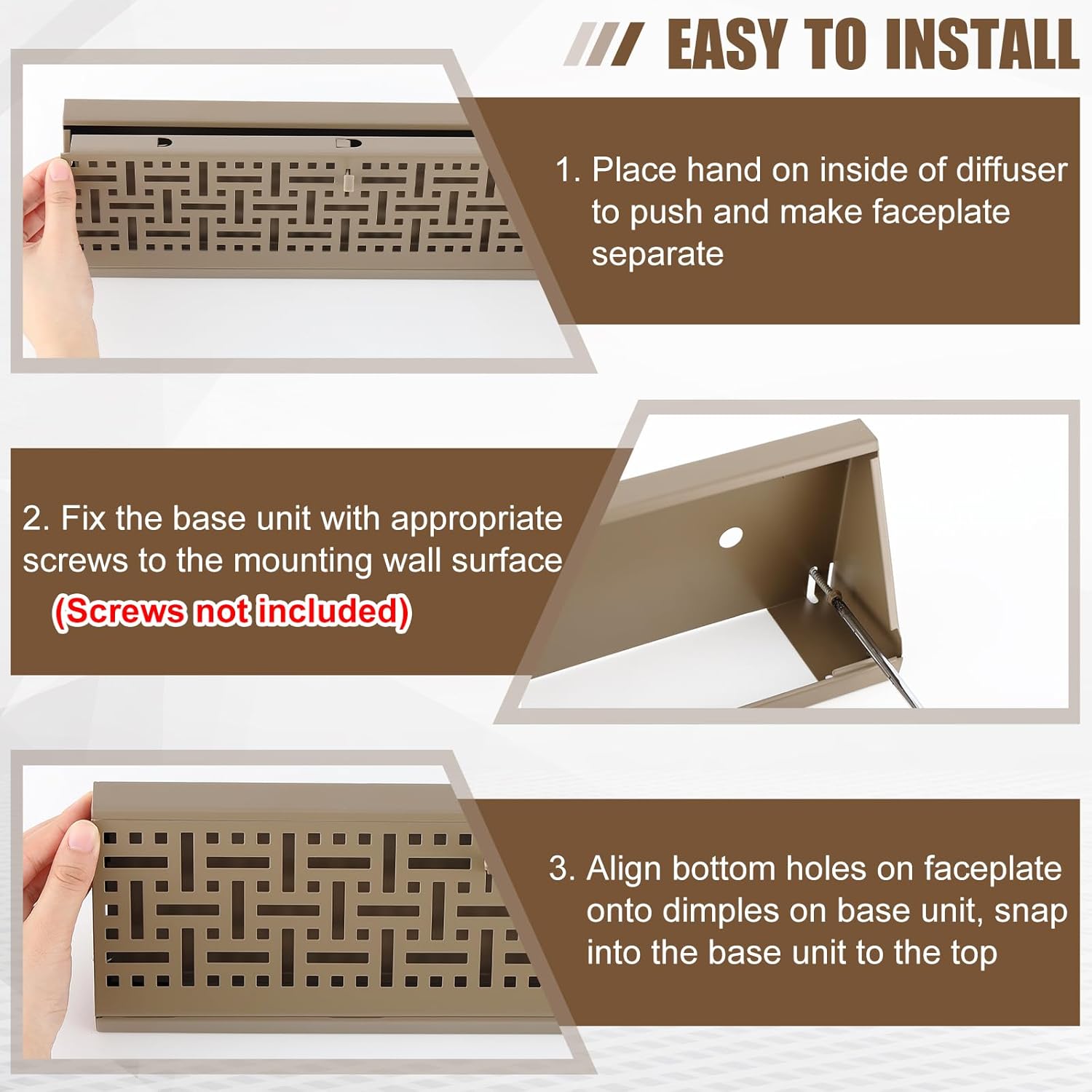 Landhoow 4 Pcs 18 Inch Baseboard Register Vent Covers, Brown Heavy Duty Steel Air Diffuser with Adjustable Lever for Floor/Wall Duct Openings - Easy Install HVAC Supply Diffuser