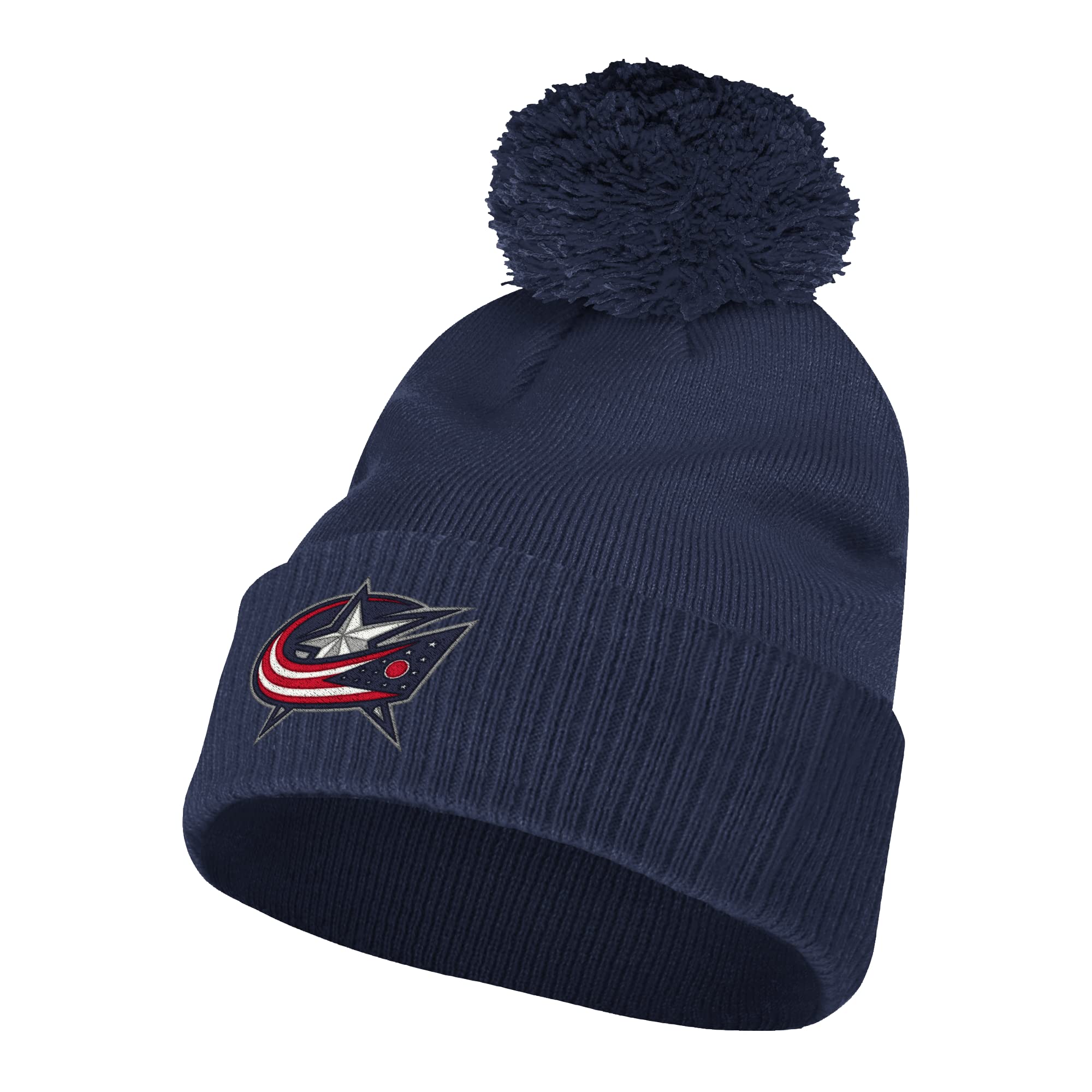 Adidas Men's Columbus Blue Jackets, Dark Blue Nhl Cuffed Pom Hat - Nhl Teams, One Size