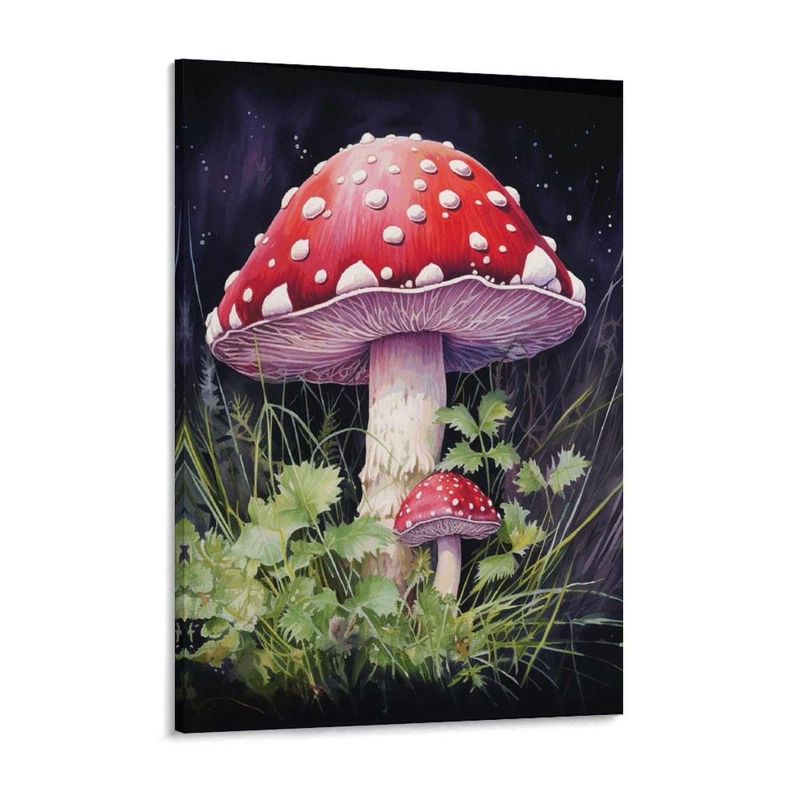 Mushrooms in The Grass Canvas Wall Art for Bedroom 18x24inch Canvas Prints Artwork for Walls Modern Picture Artwork Painting for Living Room Aesthetic Wall Paintings for Bathroom Kitchen Offi