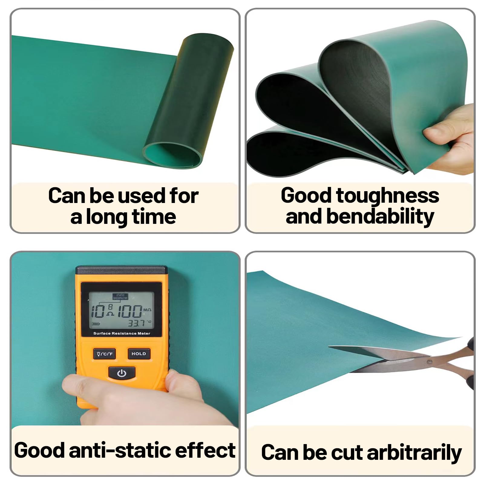 Tapis éTabli PVC RéSistant Chaleur,Tapis Vert ESD Haute TempéRature,Tapis De Table Antistatique,Texture Douce,Convient pour Le Soudage éLectrique Et Le Soudage