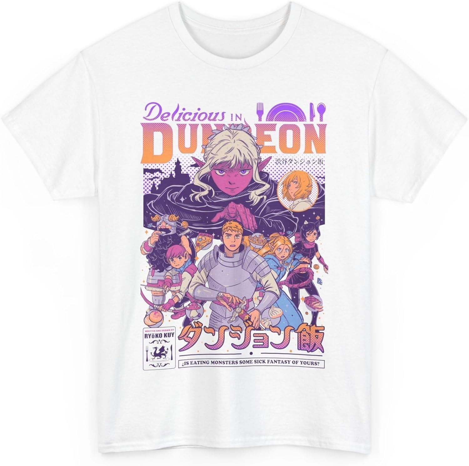 OPPUYYGHV Dungeon Meshi T Shirt, Dungeon Meshi Anime, Delicious in Dungeon, Senshi T-Shirt(XX-Large)