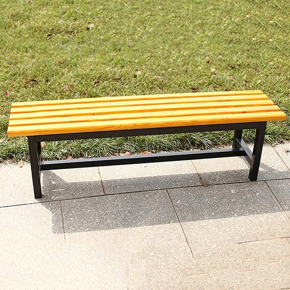 SDdPulse Panchina da giardino Panchina da giardino, panca da parco, panca per conversazioni all'aperto, panchine da giardino in ghisa e legno massello, resistente alle intemperie, 2-4, gialla, 120 cm